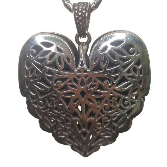 Brighton Mumtaz Large Heart Convertible Silver Adjustable Necklace - Picture 5 of 8